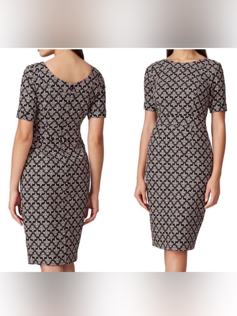 Boden textured Black & soft pink Sheath Dress